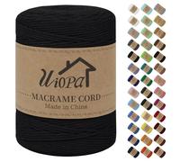 Uiopa Macrame Corda 3mm x 300m Nero Macramè Filo Corda di Cotone Naturale Spago Colorato Cordino per Borse Uncinetto, Wall Hanging, Decorazioni, Bomboniere Fai da Te, Piante da Appendere
