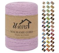 Uiopa Macrame Corda 3mm x 300m Rosa Macramè Filo Corda di Cotone Naturale Spago Colorato Cordino per Borse Uncinetto, Wall Hanging, Decorazioni, Bomboniere Fai da Te, Piante da Appendere