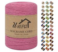 Uiopa Macrame Corda 3mm x 300m Rosa Scuro Macramè Filo Corda di Cotone Naturale Spago Colorato Cordino per Borse Uncinetto, Wall Hanging, Decorazioni, Bomboniere Fai da Te, Piante da Appendere