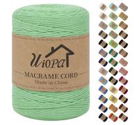 Uiopa Macrame Corda 3mm x 300m Verde Alga Macramè Filo Corda di Cotone Naturale Spago Colorato Cordino per Borse Uncinetto, Wall Hanging, Decorazioni, Bomboniere Fai da Te, Piante da Appendere