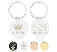 Uiopa Medaglietta Cane Personalizzata con Incisione, Medaglietta Gatto Forma di Tondo,Targhette Identificative per Animali Domestici Personalizzate con Portachiavi per Collare di Cane Gatto