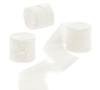 Uiopa Nastro Chiffon Bianco Crema 4cm x 15m Nastro Regalo con Frange Nastro in Chiffon di Seta Decorativi Tessuto per Confezione Regali, Inviti Matrimonio, Bouquet, Artigianato Fai-da-Te