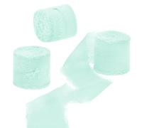 Uiopa Nastro Chiffon Blu Chiaro 4cm x 15m Nastro Regalo con Frange Nastro in Chiffon di Seta Decorativi Tessuto per Confezione Regali, Inviti Matrimonio, Bouquet, Artigianato Fai-da-Te