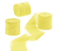 Uiopa Nastro Chiffon Giallo 4cm x 15m Nastro Regalo con Frange Nastro in Chiffon di Seta Decorativi Tessuto per Confezione Regali, Inviti Matrimonio, Bouquet, Artigianato Fai-da-Te