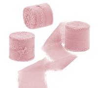 Uiopa Nastro Chiffon Rosa 4cm x 15m Nastro Regalo con Frange Nastro in Chiffon di Seta Decorativi Tessuto per Confezione Regali, Inviti Matrimonio, Bouquet, Artigianato Fai-da-Te