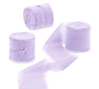 Uiopa Nastro Chiffon Viola Chiaro 4cm x 15m Nastro Regalo con Frange Nastro in Chiffon di Seta Decorativi Tessuto per Confezione Regali, Inviti Matrimonio, Bouquet, Artigianato Fai-da-Te