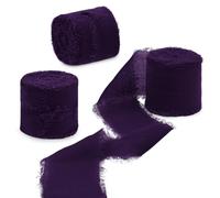 Uiopa Nastro Chiffon Viola Scuro 4cm x 15m Nastro Regalo con Frange Nastro in Chiffon di Seta Decorativi Tessuto per Confezione Regali, Inviti Matrimonio, Bouquet, Artigianato Fai-da-Te