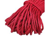 Uiopa Spago Juta 5mm x 10m, Spago Grosso Naturale Corda Canapa Colorato, 3 Fili Corda Iuta per Tiragraffi per Gatto, Artigianato Fai-da-Te, Giardinaggio, Decorazione Domestica (Rosso)