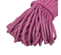 Uiopa Spago Juta 5mm x 10m, Spago Grosso Naturale Corda Canapa Colorato, 3 Fili Corda Iuta per Tiragraffi per Gatto, Artigianato Fai-da-Te, Giardinaggio, Decorazione Domestica (Rosa rossa)