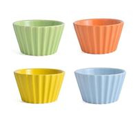 UIOPPOI Set di 4 stampini in Ceramica da 140 ml, pirottini Colorati impilabili per soufflé Crème brulée, pirottini in Porcellana per budino, Lavabili in lavastoviglie e Adatti al microonde 9X5CM B