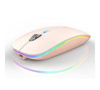 Uiosmuph G12 Mouse Wireless, 2,4 GHz con Ricevitore USB Mouse Senza Fili, DPI Regolabile LED Mouse Wireless for Mac/PC/Laptop/iPad - Rosa