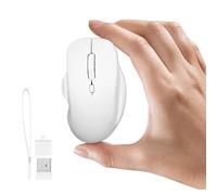 Uiosmuph MINI Mouse Bluetooth, Ricaricabile senza fili Bluetooth Tri-Mode BT 5.1/5.0 + 2.4G, Silenzioso Mouse Wireless con Ricevitore USB e Tipo-C, 1600DPI Travel Mice per Laptop, Bianca