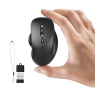 Uiosmuph MINI Mouse Bluetooth, Ricaricabile senza fili Bluetooth Tri-Mode BT 5.1/5.0 + 2.4G, Silenzioso Mouse Wireless con Ricevitore USB e Tipo-C, 1600DPI Travel Mice per Laptop, Nero