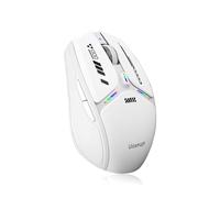 Uiosmuph Mouse Bluetooth G19, mouse wireless Bluetooth a LED (tri-modalità: BT 5.1/5.0+2.4G), livello di batteria visibile, 1600 DPI ottico, mouse wireless USB ricaricabile per laptop, Mac OS, bianco