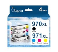 Uiprint 970XL 971XL Cartuccia d'inchiostro Sostituzione per HP 970 971 XL per Officejet Pro MFP X451dw X476dw X551dw X576dw X451dn X476dn (1 Nero,1 Ciano,1 Magenta,1 Giallo)