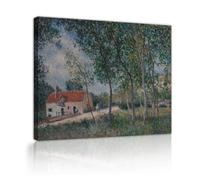 UIRINGART Alfred Sisley Dipinti famosi Replica di opere d'arte La strada da Moret a Saint-MammèS Stampe su tela Arte della parete per l'arredamento della sala conferenze 65x85cm telaio interno