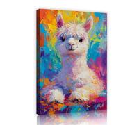 UIRINGART Alpaca Tela di Arte Della Parete Vibrante Stampe Astratte Immagini Di Animali Poster Moderni Pittura Opere D'arte Contemporanee Per Soggiorno Decor 65x100cm telaio interno