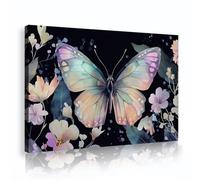 UIRINGART farfalla floreale fantasia murale tela arte della parete elegante natura immagini opere d'arte stampe poster moderni pittura per la camera da letto home decor 65x100cm telaio interno