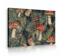UIRINGART Fungo Bosco Tela Arte Della Parete Rustico Botanico Immagini Opere D'arte Stampe Foresta Natura Tema Poster Pittura per Sala Da Pranzo Decor 40x60cm telaio interno