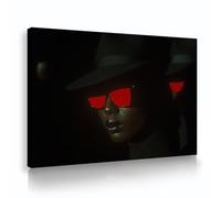 UIRINGART ombra inquietante minaccioso tela di canapa parete stampe d'arte moda misteriosa donna nera africana ritratto poster pittura per la decor del bagno 75x120cm telaio interno