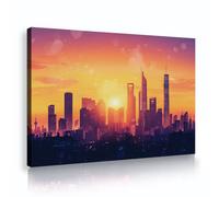 UIRINGART Paesaggio urbano Alba tela arte della parete moderno urbano skyline tramonto poster pittura grandi immagini opere d'arte stampe per la camera degli ospiti Home Decor 50x80cm telaio interno