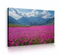 UIRINGART Primavera Paesaggio Murale Tela Arte Della Parete Fiori Viola Poster Pittura Natura Immagini Opere d'Arte Stampe per Soggiorno Camera Da Letto Home Decor 45x70cm telaio interno