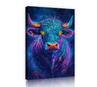 UIRINGART Sogno cosmico astratto mucca tela arte della parete mistica animale immagini di opere d'arte stampe colori vivaci poster pittura per la Decor della stanza dei giochi 50x80cm telaio interno