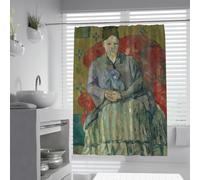 UIRINGART Tende da doccia impressioniste W100xL180cm Paul Cezanne Madame Cezanne in poltrona rossa Arte a olio Ritratto in tessuto Decorazione bagno Set impermeabile lavabile