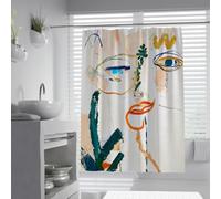 UIRINGART Tende doccia Avant Garde W100xL200cm Graffiti astratti sul viso linee art della muffa resistente a muffa con stagni a prova di ruggine tende leggere per vasche da bagno in poliestere