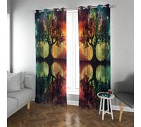 UIRINGART Tende Mystic Hippie Tree of Life Tree of Life con Ciel Stellato Boho Termico Isolato Tende per Camera da letto per ragazze 2 pannelli B135xH240cm
