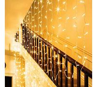 UISEBRT 10m LED Luci Stringa - 400 LED Lucine Led bianca calda con 8 Modelli, IP44 impermeabile Tenda Luminosa per Decorazioni Interni e Esterni, Natale, Halloween, Party, Garden