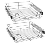 Uisebrt - 2 cassetti telescopici da cucina, 60 cm, per camera da letto, organizer, scaffali estraibili totalmente, portata 20 kg