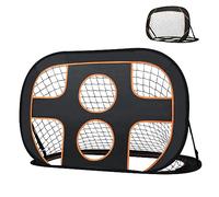 UISEBRT 2 IN 1 Porta da calcio per bambini - 121 x 80 x 80cm Porte da Calcio Pieghevole - Pop-Up Portatile Rete da Calcio Allenamento per Giardino - Nero+Arancione
