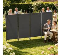 UISEBRT 320 x 180 cm, paravento per esterni, resistente alle intemperie, con picchetti e tiranti, divisorio pieghevole autoportante, senza fori, protezione da sguardi indiscreti per giardino, balcone