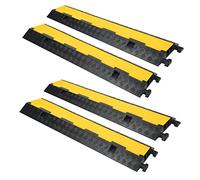 UISEBRT 4 ponticelli per pavimento, canalina per cavi modulare, in gomma, base a 2 canali, 100 x 24 x 5 cm, nero/giallo