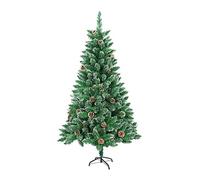 UISEBRT Albero di Natale Artificiale 180cm - Albero di decorazione con Supporto in metallo, Verde (PVC Verde con effetto neve e pigne, 180cm)