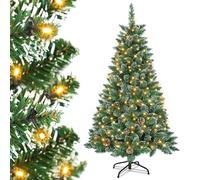 UISEBRT Albero di Natale artificiale con illuminazione - Albero di Natale a LED con supporto in metallo 300 luci, albero di Natale in PVC per decorazione natalizia (240 cm)
