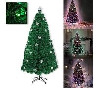 UISEBRT Albero di Natale Artificiale Illuminato 150cm - Albero di Natale con Fiocchi di Neve Fibra Ottica a Cambiamento di Colore a LED (150cm, Fibra Ottica Colorata con Fiocchi di Neve)
