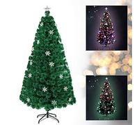 UISEBRT Albero di Natale Artificiale Illuminato 180cm - Albero di Natale con Fiocchi di Neve Fibra Ottica a Cambiamento di Colore a LED (180cm, Fibra Ottica Colorata con Fiocchi di Neve)
