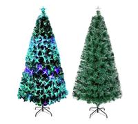 UISEBRT Albero di Natale Artificiale Illuminato 210cm - Albero di Natale con Fibra Ottica a LED Che Cambia Colore (210cm, Fibra Ottica Colorata)