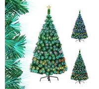 UISEBRT Albero di Natale Artificiale Illuminato 210cm - Albero di Natale con fibra ottica a LED che cambia colore (210cm, Fibra ottica colorata)