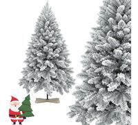UISEBRT Albero di Natale Artificiale in PVC verde Abete per decorazioni natalizie, bianco naturale con fiocchi di neve, Base Metallica (con effetto neve, 210 cm)