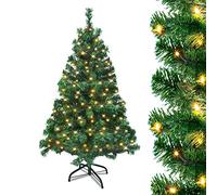 UISEBRT Albero di Natale Artificiale Verde con Luci LED, Supporto in Metallo 180 luci, Abete artificiale in PVC per decorazioni natalizie (150 cm)