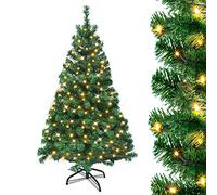 UISEBRT Albero di Natale Artificiale Verde con Luci LED, Supporto in Metallo 250 luci, Abete artificiale in PVC per decorazioni natalizie (180 cm)