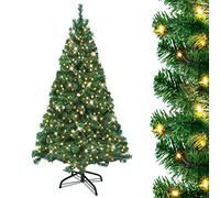 UISEBRT Albero di Natale Artificiale Verde con Luci LED, Supporto in Metallo 350 luci, Abete artificiale in PVC per decorazioni natalizie (210 cm)