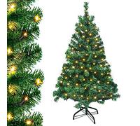UISEBRT Albero di Natale con Luci LED Albero Natalizio Artificiale in PVC Verde, Supporto in Metallo, per Decorazioni Natalizie, 120cm