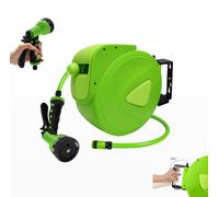 UISEBRT Avvolgitubo 20+2m, Avvolgitore per Tubo da Giardino Box - Schlauchbox Orientabile a 180° con Supporto a Parete, Tamburo Automatico per Tubo dell'Acqua per Giardino, Irrigazione, Lavaggio Auto