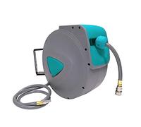 UISEBRT Avvolgitubo Aria Compressa Automatico 20m - fissaggio a muro Collegamento 1/4" 180 °Girevole Grigio (20m)