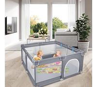 UISEBRT - Box per bambini, con base antiscivolo e rete traspirante e stabile griglia di protezione, colore grigio scuro, 127 x 127 cm