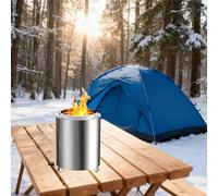 UISEBRT Braciere senza fumo con custodia, portatile Smokeless Fire Pit, piccolo braciere in acciaio inox, per barbecue in legno, 14 x 14 x 16,5 cm